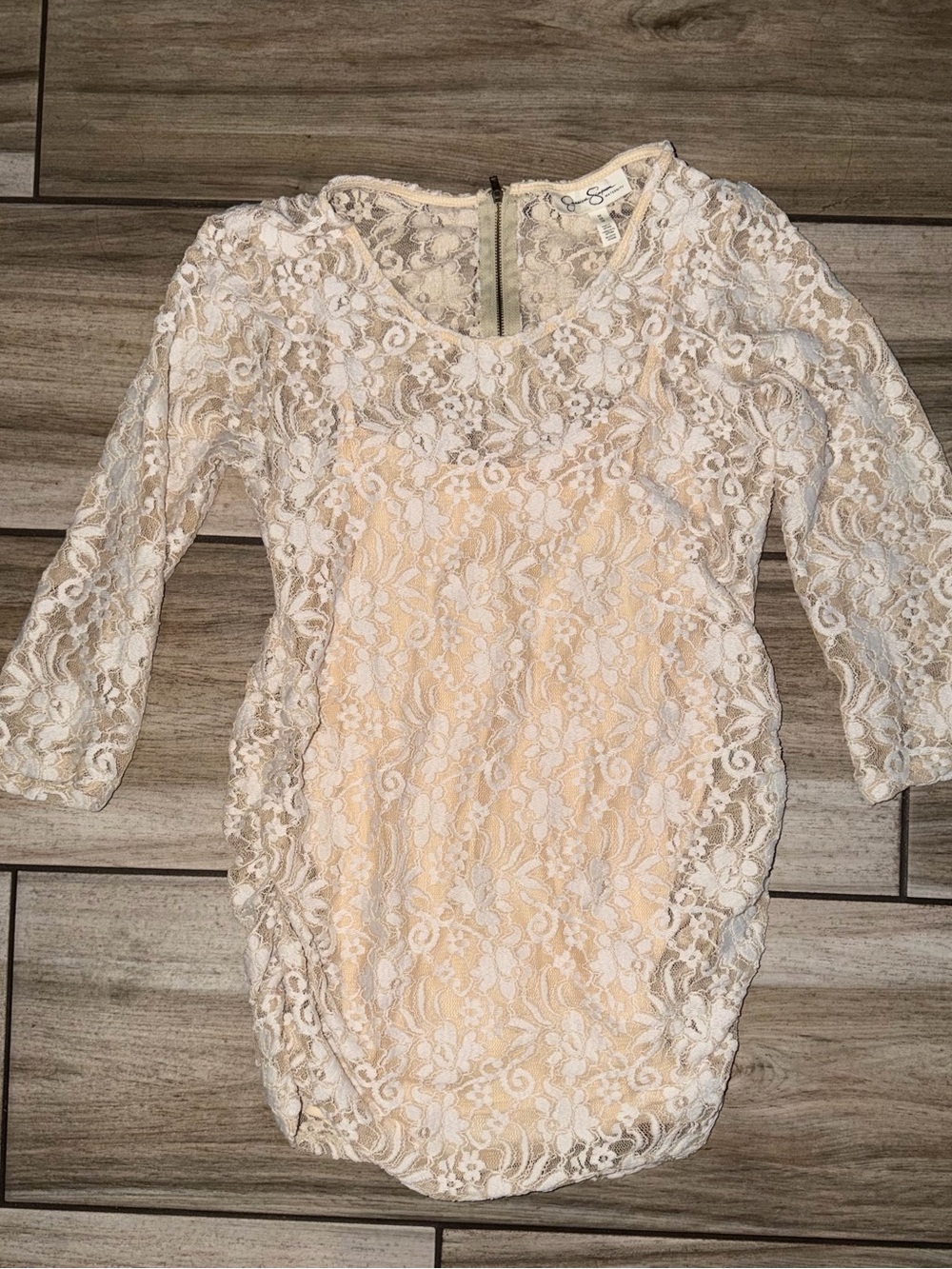 Jessica Simpson Cream Lace Mini Dress with Nude Lining